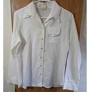 Vintage LaSalle Shirt Co White Lace Collar Blouse Women’s S/M Classic Woven